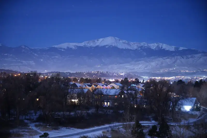 Colorado town under the mountains